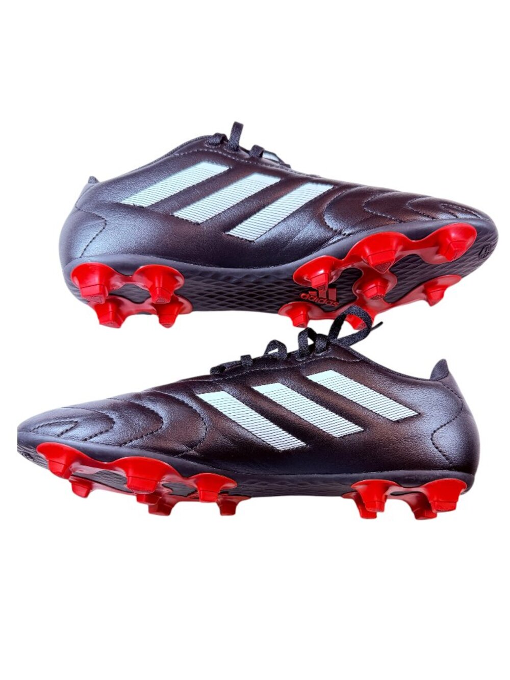 Adidas Soccer Cleats Black White Red FG Football Shoes Men's Size 9.5